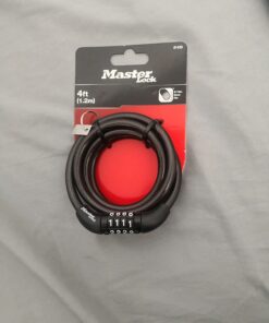Master Lock Bike Lock Cable, Combination Bicycle Lock, Cable Lock for Outdoor Equipment, Black 4 Ft. Preset Combo 1 Pack 33 71W20tkv7sL
