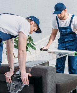 CREGEAR Stretch Wrap Film, Shrink Wrap Roll(15"x1000 Feetx60 Gauge, 4 Pack) with Rolling Handles, Industrial Strength Self-Adhering Plastic Wrap for Moving Packing Wrapping & Pallet Wrap, Clear Clear-15*1000*60-4pack 12 71W2VhT5vGL