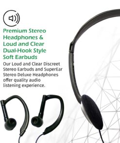 SuperEar Rechargeable Personal Sound Amplifier Model SE9000HP (PSAP) - 50dB Amplifier with Headphones, Earbuds, and Tactile 3 Tone Frequency (Hi-Med-Low) for Adults, Audiologists, Seniors, and Elderly 11 71W3TfGDvOL