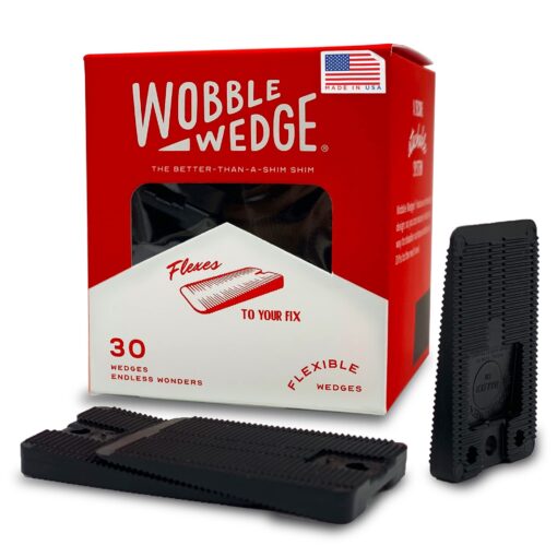 Wobble Wedges Flexible Plastic Shims, 30 Pack - MADE IN USA - Multi-Purpose Shim Wedges for Home Improvement & Work - Plastic Wedge, Table Shims for Leveling, Toilet Shims & Furniture Levelers - Black