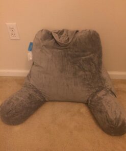 LINENSPA Reading Pillow with Shredded Memory Foam- Back Pillow for Sitting in Bed, Reading, Gaming, Watching TV – Chair Pillow with Arms, Dorm Room Essentials, Stone Standard 49 71W3sx1jsbL