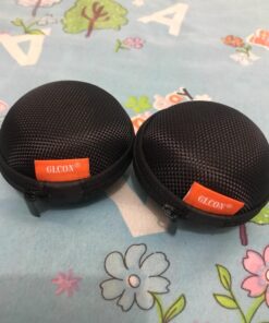 Earbuds Case 2 Pack - GLCON Small Electronic Zipper Case - Shockproof Hard EVA Storage Pouch Zipper Carrying Case for Airpods, Earphone, Ear Bud, Adapter, Cable, Charger, Headset - Black 39 71W41jnYesL