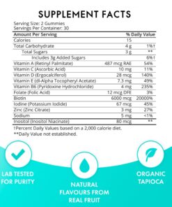 Sugarbear Hair Vitamins Extra Strength Biotin 6000mcg, Vitamin C, E, Coconut Oil, Zinc, Folic Acid, Inositol - Vegan Gummies for Luscious Hair and Nails - Supplement for Women & Men (1 Month Supply) 60 Count (Pack of 1) 30 71W4xeD1p9L 2