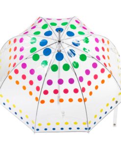 Totes Signature Clear Bubble, Rain & Windproof Umbrella - Perfect for Weddings, Travel and Outdoor Events - Curved Handle with Deluxe Finish, in Transparent or Colorful Design Options Regular Dots 17 71W5QnNh1TL