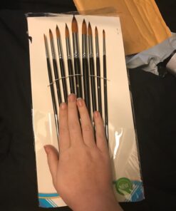 9pcs Round Pointed Tip Pony Hair Artists Filbert Paintbrushes, Marrywindix Watercolor Paint Brush Set Acrylic Oil Painting Brush Black 27 71W6dSA CZL