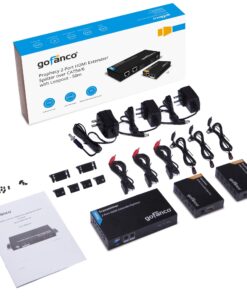 gofanco Prophecy 1080p 1x2 HDMI Extender Splitter Over Cat5e/Cat6/Cat7 Ethernet Cable with HDMI Loopout - Up to 50m/165ft - EDID Management, Bi-Directional IR Control, 1 in 2 Out (HDExt2P-Pro) 1080p 2-Port 165ft 17 71W7BAKL 2L