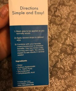 Timeless Skin Care Hyaluronic Acid 100% Pure Serum - 2 oz - Powerful Formula to Rehydrate Skin & Boost Moisture Levels + Relieves Appearance of Skin Tightness - Recommended for All Skin Types 2 Fl Oz (Pack of 1) 31 71W7gG6tY7L