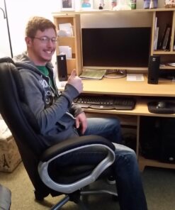 BestOffice Office Chair Cheap Desk Chair Ergonomic Computer Chair with Lumbar Support Arms Headrest PU Leather Modern Rolling Swivel Executive Chair for Back Pain Women Men Adults,Black Black 43 71W866pQ8NL