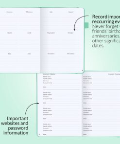 GoGirl Address Book – Telephone and Address Book with Alphabetic Tabs for Safely Storing Contacts, Medium-Sized (5.0″ x 7.5″) PU Leather Hardcover – Emerald 5.0 x 7.5 Inch 11 71W8HxE IbL