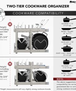 Rev-A-Shelf 2-Tier Kitchen Cabinet Pull Out 21" Cabinet Organizer for Pots, Pans, and Lid Cookware, Adjustable Heavy Duty Wire, Chrome, 5CW2-2122-CR 21 in. 27 71W8Zn lsXL