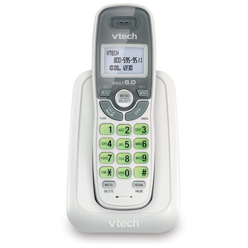Catalog 4 VTech CS6114 DECT 6.0 Cordless Phone with Caller ID/Call Waiting, White/Grey with 1 Handset, 3.50 x 3.50 x 7.00 Inches