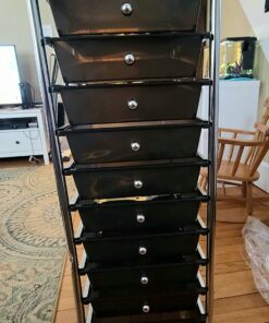 Seville Classics Rolling Utility Organizer Storage Cart, for Home Office, School, Classroom, Scrapbook, Hobby, Craft, 10 Drawer, Black 55 71WACtfd54L