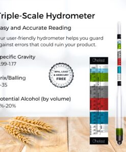 Chefast Triple-Scale Hydrometer Kit with Plastic Test Jar for Wine, Beer, Mead and Kombucha - Alcohol Tester, Hydrometer Alcohol, ABV, Brix and Gravity Tester - Home Brewing Supplies, 0-200 Proof Hydrometer with Plastic Cylinder Test Jar 15 71WALfu55wL