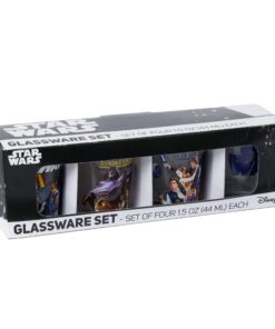 Silver Buffalo Star Wars Original Trilogy: A New Hope, Empire Strikes Back, Return of the Jedi - 4 Pack Mini Glasses Featuring Yoda, Luke, Darth Vader, Han Solo, Chewbacca, Princess Leia, Ewok, 1.5oz 1.5oz Original Trilogy 23 71WATyy5CqL