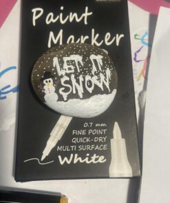 FLYMAX White Paint Pen, 6 Pack 0.7mm Acrylic White Permanent Marker White Paint Pens for Wood Rock Plastic Leather Glass Stone Metal Canvas Ceramic Marker Extra Very Fine Point Opaque Ink 31 71WAcVCnpGL