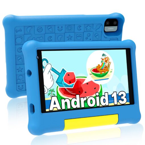 ApoloMedia Kids Tablet, 7 inch Android Tablet for Kids, Toddler Tablet with Bluetooth, WiFi, Parental Control, Dual Camera,2GB RAM 32GB ROM, Blue