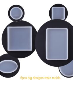 6 Pack Big Designs Resin Molds,Square Round Silicone Jewelry Casting Molds Coaster Molds for Resin Jewelry Making DIY Craft 22 71WBI3ureuL
