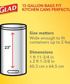 Glad ForceFlexPlus Tall Kitchen Drawstring Trash Bags - 13 Gallon Grey Trash Bag, Fresh Clean with Febreze Freshness 68 Count 29 71WBzGKWPRL