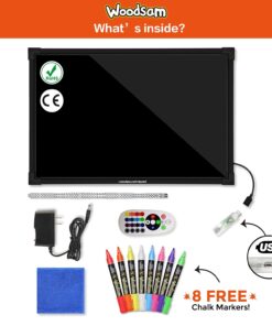 Woodsam Dry Erase Led Board - 16" x 12" Erasable Neon Writing Message Drawing Sign Board with 2 Liquid Chalk Markers for Home/Shop #1 16" X 12" 17 71WC0m7L4 L