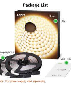 Lepro 12V LED Strip Light, Flexible, SMD 2835, 16.4ft Tape Light for Home, Kitchen, Party, Christmas and More, Non-Waterproof, Warm White(Not Include Power Adapter) 16.4 ft 35 71WC7fIoDlL