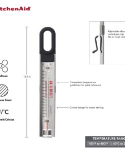Alternative view of KitchenAid KQ907 Curved Stainless Steel Paddle Style Candy and Deep Fry Thermometer with pan clip, TEMPERATURE RANGE: 100F to 400F, Black