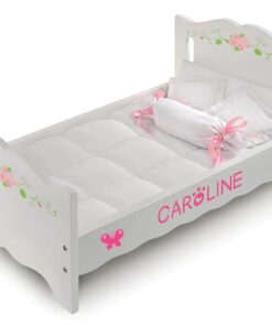 Badger Basket Toy Doll Bed with White Bedding and Personalization Kit for 20 inch Dolls - White Rose 24 71WCfIRaOqL