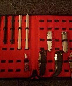 UNITED CUTLERY Large Pocket Knife Storage Case – Faux Leather Exterior, Felt-Lined Interior, Elastic Straps for Knives, Zipper Closure, Holds 40 Knives, For Protecting and Storing Knife Collection 40 71WCh QM94L