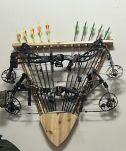Rush Creek Creations Rustic 2 Compound Bow - 12 Arrow Wall Storage Rack - 5 Minute Assembly - Handcrafted , 31.5” L x 5” W x 32.75” H 26 71WCuCJyBeL