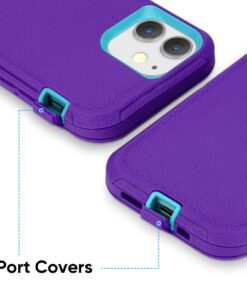 CAFEWICH Compatible with iPhone 12 Case/iPhone 12 Pro Case 6.1-Inch (2020), Heavy Duty Defender 3-Layer Rugged Shockproof Drop Protective Cover Phone Cases for iPhone 12/12Pro,Purple Blue Purple blue 17 71WD4TN0JVL