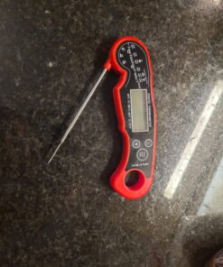 Meat Thermometer Digital for Grilling and Cooking - ANDAXIN Waterproof Ultra-Fast Instant Read Food thermometers with Backlight & Calibration for Kitchen, Deep Fry, BBQ, Grill(Red/Black), LCD Red 30 71WEY5V6njL