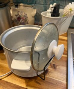 Slow Cooker Lid Holder for Cooking, Hand Free Pot Lid Organizer Fits Most Slow Cookers, Stainless Steel Pot Lid Rack with Silicone Sink Keeps Countertop No Mess (Black, 2 Pack) Black 53 71WF3URFUxL