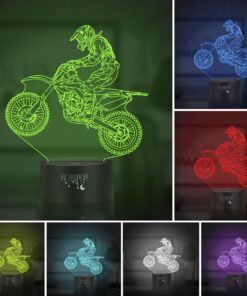 Alternative view of Rquite Dirt Bikes 3D Night Light, Motocross Lamp, Motorcycle LED Dirtbike Decor Toys for Boys Girls Room, 7 Color Changing Nightlight for Halloween Thanksgiving Holiday Birthday Xmas Kids Gifts Dirt Bike