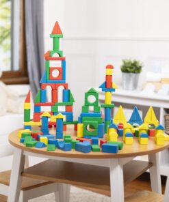 Melissa & Doug Wooden Building Block Set - 200 Blocks in 4 Colors and 9 Shapes 19 71WG5Q9vYsL