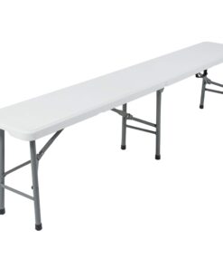 Best Choice Products 3-Piece 6ft Portable Folding Weather-Resistant Resin Table and Bench Set w/Carrying Handles and Rubber Foot Caps for Picnic, Home, and Commercial Use, White 13 71WGKlbS96L