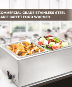 SYBO Commercial Grade Stainless Steel Bain Marie Buffet Food Warmer Steam Table for Catering and Restaurants (2 Sections) 2 Sections 14 71WGf T3PNL