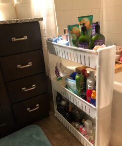 Lavish Store 3-Tier Rolling Cart – Narrow-Space Kitchen or Bathroom Slim Slide Shelves – Organization and Storage Furniture by Lavish Home, (L) 19.5” x (W) 5” x (H) 28”, White 53 71WHIKQkU7L