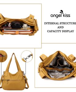 Purses and Handbags Women Tote Shoulder Top Handle Satchel Hobo Bags Fashion Washed Leather Purse 1-d.yellow 19 71WHKiWpYL