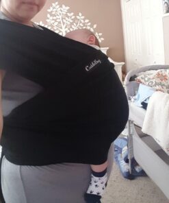 CuddleBug Baby Wrap Sling + Carrier - Newborns & Toddlers up to 36 lbs - Hands Free - Gentle, Stretch Fabric - Ideal for Baby Showers - One Size Fits All (Black) Black 34 71WHnCteUrL