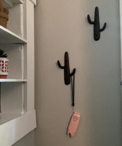 Comfify Set of 3 Hooks Cast Iron Cactus Double Wall Mounted Hooks/Hangers - Decorative Wall Mounted Hooks for Coats, Bags, Towels and More - w/Screws and Anchors Included - Brown 24 71WHoM9Me7L