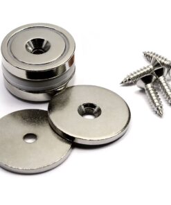 88 LB Super Strong Neodymium Cup Magnets Dia 1.26" w/ #10 Countersunk Hole Plus Matching Strikers & Screws. Made of Neodymium Magnets - Great Round Base Mounting Magnets Super Powerful 2 Packs Cup Magnet 2 pks 23 71WI34sjT L