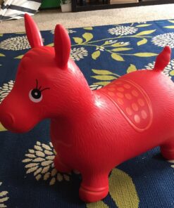 AppleRound Horse Bouncer with Hand Pump, Inflatable Space Hopper, Ride-on Bouncy Horse (Red) Red 32 71WInpQL7hL