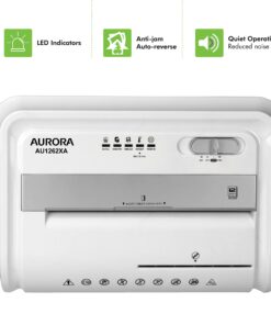 Aurora AU1262XA Anti-Jam 12-Sheet Crosscut Paper and CD/Credit Card Shredder, White/Gray 12-Sheet Crosscut White 19 71WJ8xKKdvS