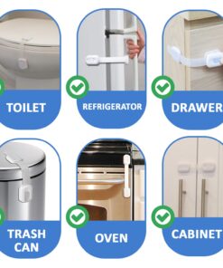 Alternative view of Child Safety Strap Locks (4 Pack) for Fridge, Cabinets, Drawers, Dishwasher, Toilet, 3M Adhesive No Drilling - Jool Baby 4 Count (Pack of 1)