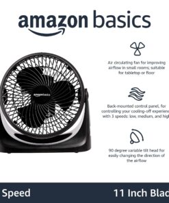 Amazon Basics 3 Speed Small Room Air Circulator Fan, 11-Inch, Blade, Black, 7.6"D x 14.8"W x 14.1"H 25 71WJOh7OEL