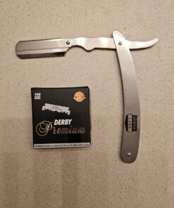 Utopia Care Professional Barber Straight Edge Razor Safety with 100-Pack Derby Blades - 100 Percent Stainless Steel (Silver) Silver 34 71WJUivsDBL