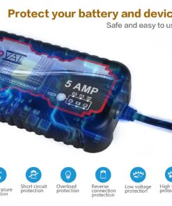 FOVAL 5A Smart Car Battery Charger, 6V and 12V Battery Charger Automotive, Battery Maintainer, Trickle Charger for Motorcycle, Float Charger for Cars, Trucks, SUVs, Boat, Lawn Mower, RV, ATV 14 71WK5cUO53L