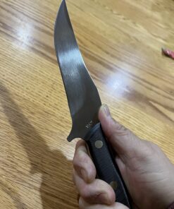 Old Timer 15OT Deerslayer 10.5in High Carbon S.S. Full Tang Fixed Blade Knife with 5.6in Clip Point Blade, Black Sawcut Handle, and Leather Belt Sheath for Hunting, Camping, Skinning, EDC, and Outdoor 15OT Deerslayer (Box) 21 71WKLOYjVkL