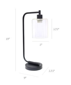 Simple Designs LD1036-BLK Bronson Antique Style Industrial Iron Lantern Desk Bedside Glass Shade Table Lamp, Black No Bulb 23 71WKt2rgxUL
