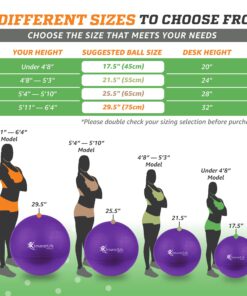 SmarterLife Workout Exercise Ball for Fitness, Yoga, Balance, Stability, or Birthing, Great as Yoga Ball Chair for Office or Exercise Gym Equipment for Home, Premium Non-Slip Design Purple 65 cm 25 71WM09JExL