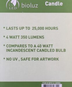 Bioluz LED 4W Filament Candelabra Bulb, E12 Base High Efficiency LED Candle Bulbs, UL Listed, Pack of 6 6 Count (Pack of 1) 41 71WMOXeqhAL